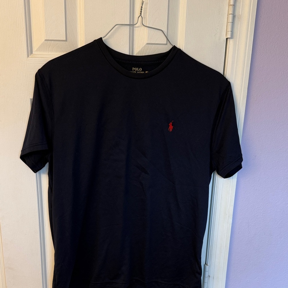 Polo by Ralph Lauren Men's Dark Blue DriFit Tee with Red Logo